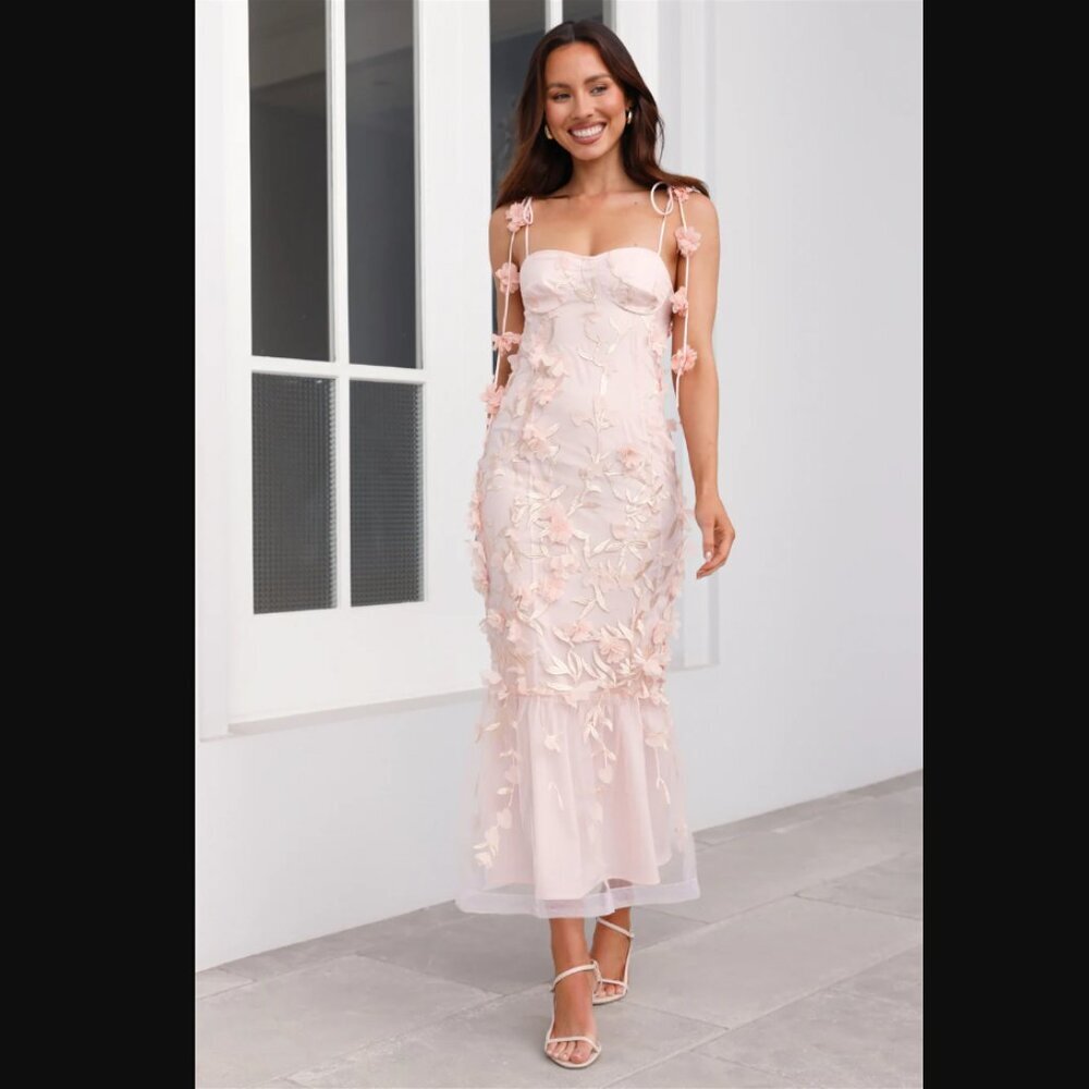 Hello Molly Enchanted Dream Blush Pink Midi Dress XL NWT